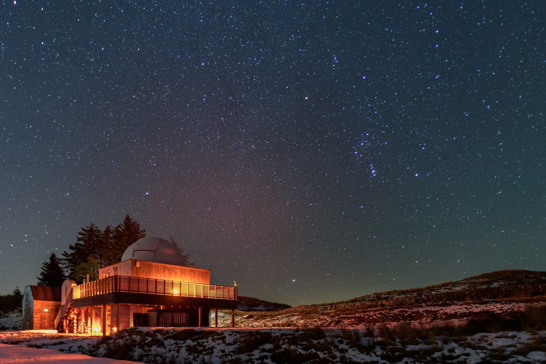 Stars filling the night sky above the Scottish Dark Sky Observatory in Galloway